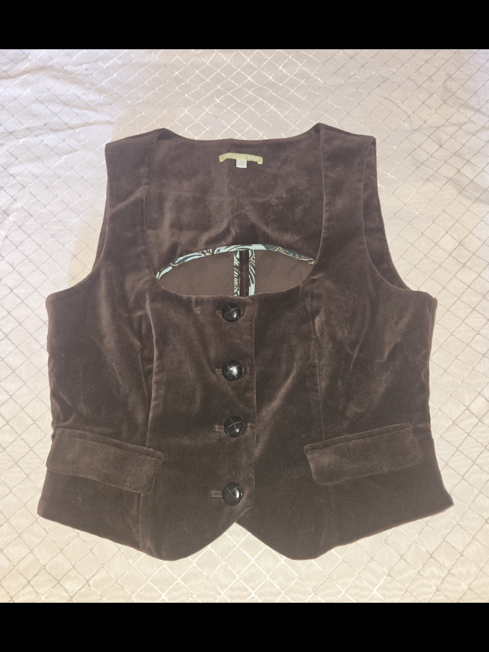 Gianni Bini Brown Velvet Button Vest
